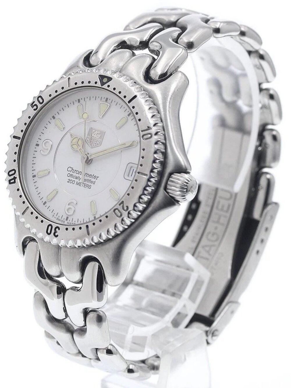 TAG HEUER S/el WG5213-P0 Date chronometer white Dial Quartz Boy's Watch_939228